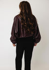 Joseph Ribkoff Leatherette Mock-Neck Jacket, Burgundy