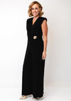 Joseph Ribkoff Wrap Panel Gold Hardware Jumpsuit, Black