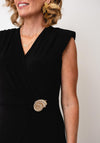 Joseph Ribkoff Wrap Panel Gold Hardware Jumpsuit, Black