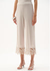 Joseph Ribkoff Silky Knit Culotte with Lace Hem Trousers, Taupe