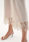 Joseph Ribkoff Silky Knit Culotte with Lace Hem Trousers, Taupe