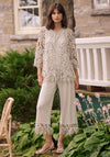 Joseph Ribkoff Silky Knit Culotte with Lace Hem Trousers, Taupe