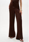 Joseph Ribkoff Crushed Satin Wide Leg Trousers, Mahogany Brown