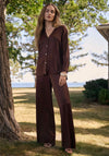 Joseph Ribkoff Crushed Satin Wide Leg Trousers, Mahogany Brown