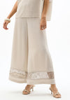Joseph Ribkoff Pull-On Culotte with Mesh Detail Trousers, Taupe