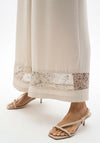 Joseph Ribkoff Pull-On Culotte with Mesh Detail Trousers, Taupe