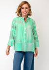 Joseph Ribkoff Striped Button Front Blouse, Green and White