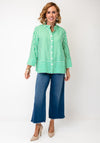 Joseph Ribkoff Striped Button Front Blouse, Green and White