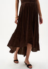 Joseph Ribkoff Pleated Asymmetrical A-Line Skirt, Brown