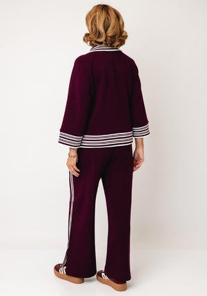 Joseph Ribkoff Striped Trim Zip Jacket, Wine