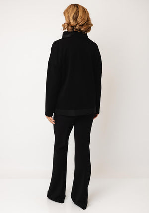 Joseph Ribkoff Fabric Flower Collar Top, Black