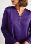 Joseph Ribkoff Zip Neckline Satin Top, Purple