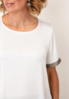 Joseph Ribkoff Basic Short Sleeve With Rhinestone Detail T-Shirt, White