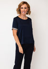 Joseph Ribkoff Basic Short Sleeve With Rhinestone Detail T-Shirt, Navy
