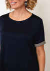 Joseph Ribkoff Basic Short Sleeve With Rhinestone Detail T-Shirt, Navy