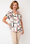 Joseph Ribkoff Geometric Print Collared Blouse, White Multi
