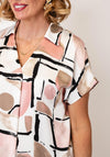 Joseph Ribkoff Geometric Print Collared Blouse, White Multi