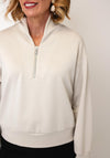Joseph Ribkoff Half-Zip Relaxed Fleece, Light Beige
