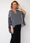 Joseph Ribkoff Striped Lined Mesh Top, Navy and White