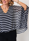 Joseph Ribkoff Striped Lined Mesh Top, Navy and White