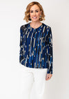 Joseph Ribkoff Striped Mesh Detail Top, Black Multi