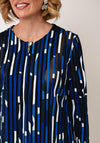 Joseph Ribkoff Striped Mesh Detail Top, Black Multi