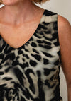 Joseph Ribkoff Animal Print V Neck Top, Beige & Black