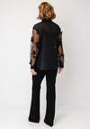 Joseph Ribkoff Mesh with 3D Floral Detail Blouse, Black