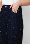 Joseph Ribkoff Rhinestone Wide Leg Jeans, Dark Blue