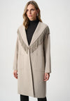 Joseph Ribkoff Shawl Collar Fringed Coat, Light Beige