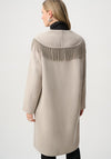 Joseph Ribkoff Shawl Collar Fringed Coat, Light Beige