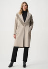 Joseph Ribkoff Shawl Collar Fringed Coat, Light Beige