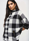 Joseph Ribkoff Gingham High Neck Top, Black & Vanilla