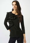 Joseph Ribkoff Ruffle Detail Cropped Sleeve Top, Black