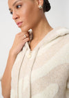Joseph Ribkoff Lurex Fluffy Knit Hooded Cardigan, Beige