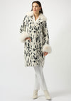 Joseph Ribkoff Feather Yarn Animal Faux Fur Trim Coat, White