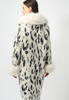 Joseph Ribkoff Feather Yarn Animal Faux Fur Trim Coat, White