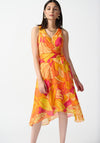 Joseph Ribkoff Tropical Print Wrap Dress, Orange Multi