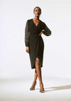 Joseph Ribkoff Embellished Sleeve Wrap Midi Dress, Black