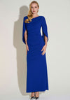 Joseph Ribkoff Scuba Crepe Cowl Sleeve Long Dress, Blue
