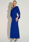 Joseph Ribkoff Scuba Crepe Cowl Sleeve Long Dress, Blue