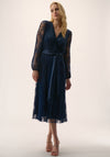 Joseph Ribkoff Sequin Lace Pleated Wrap Dress, Navy