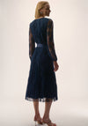 Joseph Ribkoff Sequin Lace Pleated Wrap Dress, Navy