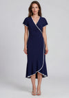 Joseph Ribkoff Silky Knit Wrap Contrast Dress, Navy