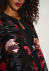 Joseph Ribkoff Organza Floral Asymmetric Jacket, Black