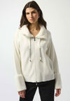 Joseph Ribkoff Faux Fur Trim Sweater Jacket, Winter White