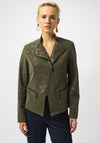 Joseph Ribkoff Foiled Faux Suede Fitted Jacket, Dark Green