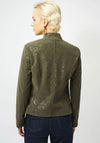 Joseph Ribkoff Foiled Faux Suede Fitted Jacket, Dark Green