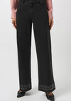 Joseph Ribkoff Wide Leg Embellished Jeans, Black