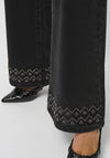 Joseph Ribkoff Wide Leg Embellished Jeans, Black